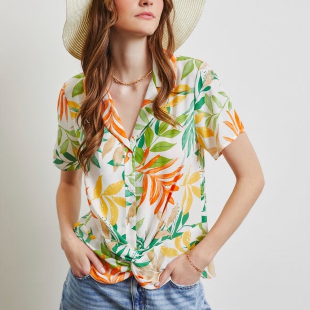 NWT Heyson Tropical Leaf Button-Down Shirt Sz S